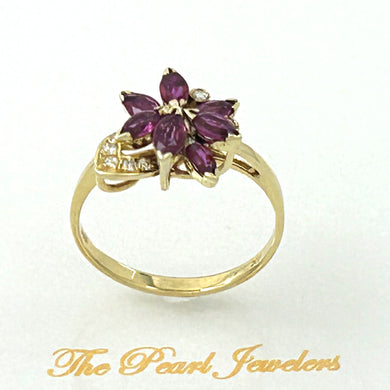 14K Yellow Gold Marquise Ruby & Diamond Cocktail Ring