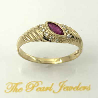 14K Yellow Gold Marquise Ruby & Diamond Ring