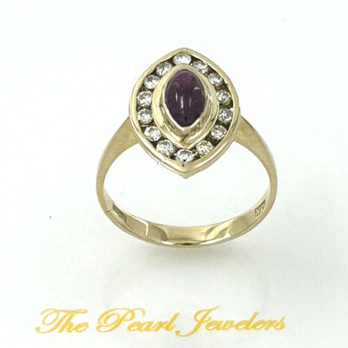 14K Yellow Gold Marquise Ruby & Diamond Channel Ring