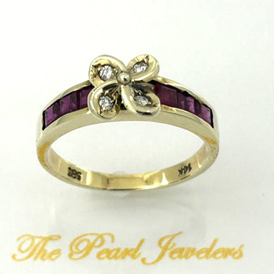 14K Yellow Gold Square Ruby & Diamond Cocktail Ring