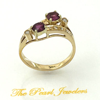 14K Yellow Gold Oval Ruby & Diamond Cocktail Ring