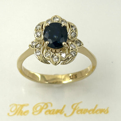 14K Yellow Gold Oval Sapphire & Diamond Solitaire Ring