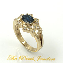 Load image into Gallery viewer, 3200701-14kt-Gold-Genuine-Diamond-Natural-Blue-Oval-Sapphire-Band-Ring