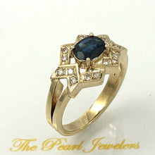 Load image into Gallery viewer, 3200701-14kt-Gold-Genuine-Diamond-Natural-Blue-Oval-Sapphire-Band-Ring