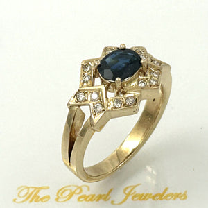 3200701-14kt-Gold-Genuine-Diamond-Natural-Blue-Oval-Sapphire-Band-Ring