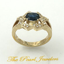 Load image into Gallery viewer, 3200701-14kt-Gold-Genuine-Diamond-Natural-Blue-Oval-Sapphire-Band-Ring