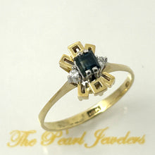 Load image into Gallery viewer, 3200711-Diamond-Natural-Blue-Baguette-Sapphire-18k-Solid-Yellow-Gold-Cocktail-Ring