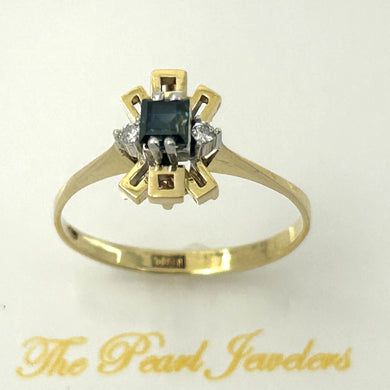 18K Yellow Gold Baguette Sapphire & Diamond Cocktail Ring