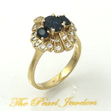 Load image into Gallery viewer, 3200721-18k-Yellow-Gold-Genuine-Diamond-Natural-Blue-Sapphire-Cocktail-Ring