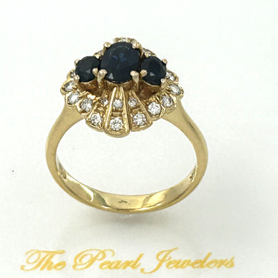 18K Yellow Gold Oval Sapphire & Diamond Cocktail Ring