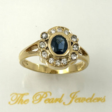 18K Yellow Gold Oval Sapphire & Diamond Cocktail Ring