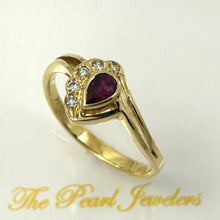 Load image into Gallery viewer, 3200752-Genuine-Diamond-Natural-Red-Pear-Ruby-18k-Solid-Yellow-Gold-Solitaire-Ring