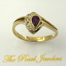 Load image into Gallery viewer, 3200752-Genuine-Diamond-Natural-Red-Pear-Ruby-18k-Solid-Yellow-Gold-Solitaire-Ring