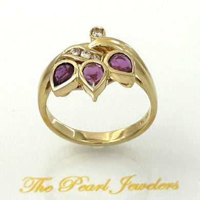 18K Yellow Gold Pear Ruby & Diamond Cocktail Ring