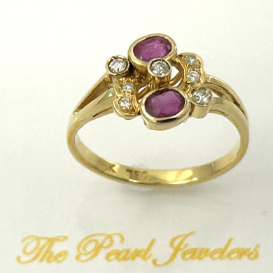 18K Yellow Gold Oval Ruby & Diamond Cocktail Ring
