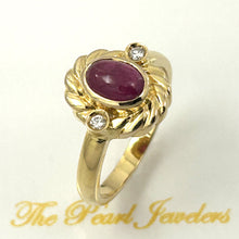 Load image into Gallery viewer, 3200852-18k-Solid-Yellow-Gold-Natural-Diamond-Cabochon-Red-Ruby-Solitaire-Ring