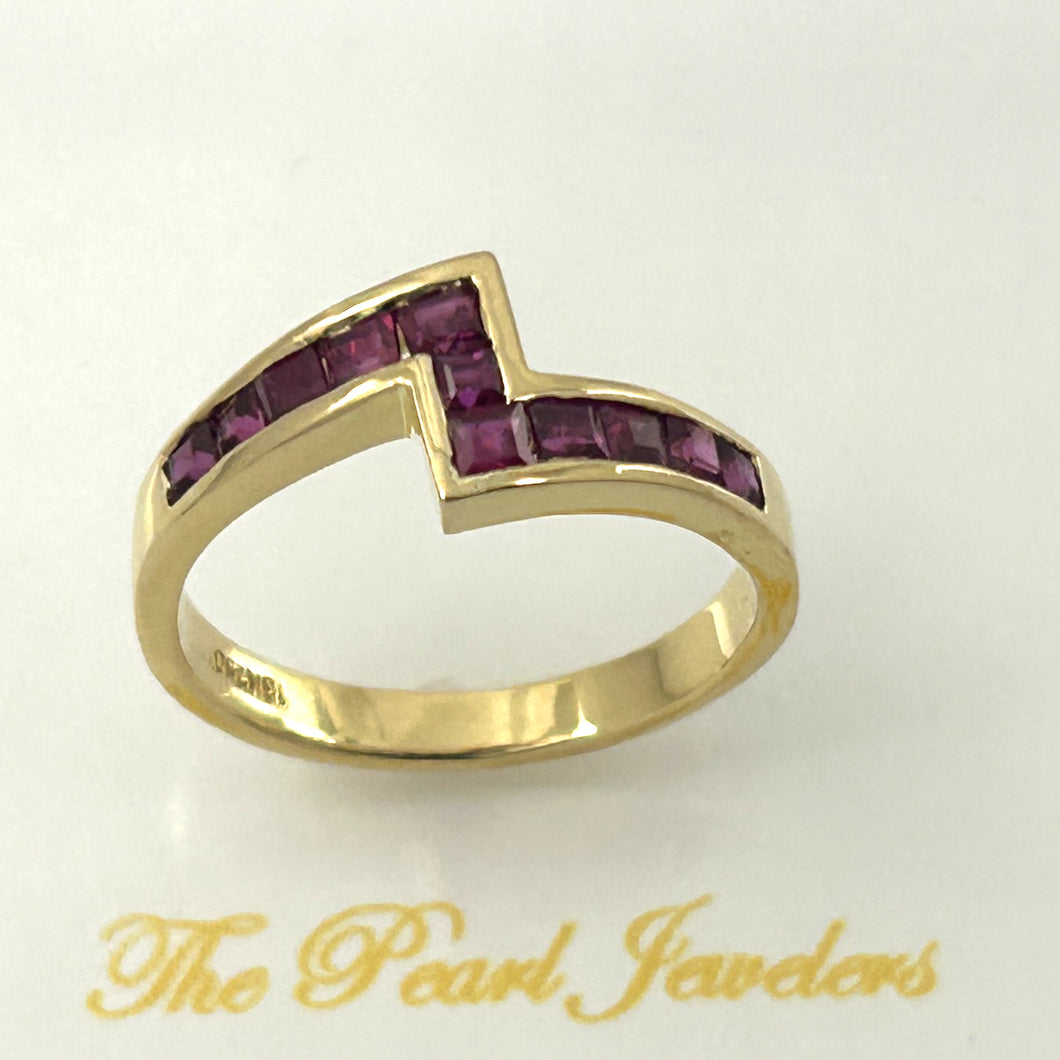 18K Yellow Gold Channel Ruby Band Ring