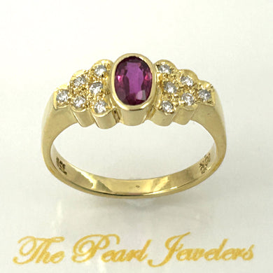 18K Yellow Gold Oval Ruby & Diamond Solitaire Ring