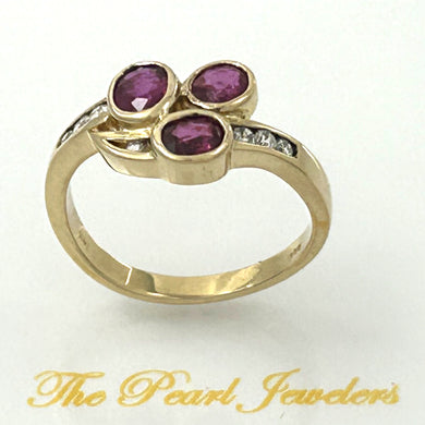 14K Yellow Gold Oval Ruby & Diamond Cocktail Ring