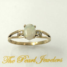 Load image into Gallery viewer, 3201000-14k-Yellow-Gold-Genuine-Diamonds-Cabochon-Opal-Solitaire-with-Accents-Ring