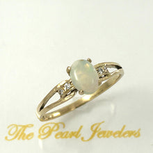 Load image into Gallery viewer, 3201000-14k-Yellow-Gold-Genuine-Diamonds-Cabochon-Opal-Solitaire-with-Accents-Ring