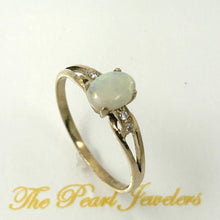 Load image into Gallery viewer, 3201000-14k-Yellow-Gold-Genuine-Diamonds-Cabochon-Opal-Solitaire-with-Accents-Ring