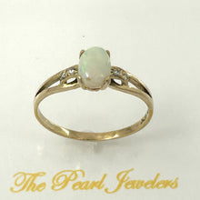 Load image into Gallery viewer, 3201000-14k-Yellow-Gold-Genuine-Diamonds-Cabochon-Opal-Solitaire-with-Accents-Ring