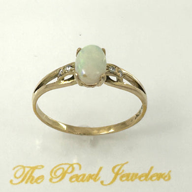 14K Yellow Gold Opal & Diamond Solitaire Ring