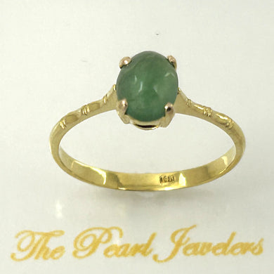 14K Yellow Gold Green Emerald Solitaire Ring