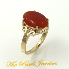 Load image into Gallery viewer, 3201032 BEAUTIFUL UNIQUE GENUINE NATURAL RED CORAL 14K GOLD ORNATE RING