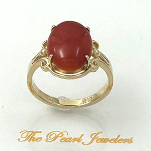 3201033 GENUINE NATURAL RED CORAL BEAUTIFUL UNIQUE 14K GOLD ORNATE RING