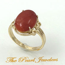 Load image into Gallery viewer, 3201033 GENUINE NATURAL RED CORAL BEAUTIFUL UNIQUE 14K GOLD ORNATE RING