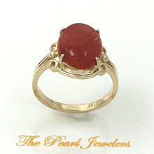 Load image into Gallery viewer, 3201033 GENUINE NATURAL RED CORAL BEAUTIFUL UNIQUE 14K GOLD ORNATE RING