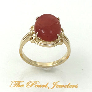 3201033 GENUINE NATURAL RED CORAL BEAUTIFUL UNIQUE 14K GOLD ORNATE RING