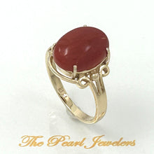 Load image into Gallery viewer, 3201034-Beautiful-Unique-Genuine-Natural-Red-Coral-14K-Solid-Gold-Ornate-Ring