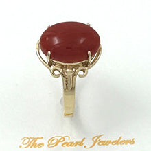 Load image into Gallery viewer, 3201034-Beautiful-Unique-Genuine-Natural-Red-Coral-14K-Solid-Gold-Ornate-Ring