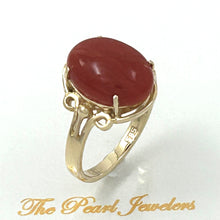 Load image into Gallery viewer, 3201034-Beautiful-Unique-Genuine-Natural-Red-Coral-14K-Solid-Gold-Ornate-Ring