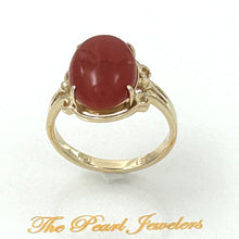 Load image into Gallery viewer, 3201034-Beautiful-Unique-Genuine-Natural-Red-Coral-14K-Solid-Gold-Ornate-Ring