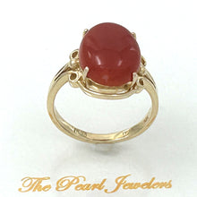 Load image into Gallery viewer, 3201035-Beautiful-Unique-Genuine-Natural-Red-Coral-14K-Solid-Gold-Ornate-Ring