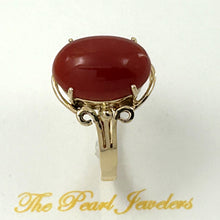 Load image into Gallery viewer, 3201037-Simple-Yet-Elegant-14K-Solid-Yellow-Gold-Natural-Red-Coral-Ornate-Ring