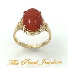 Load image into Gallery viewer, 3201042-Beautiful-Unique-Genuine-Natural-Red-Coral-14K-Solid-Gold-Ornate-Ring