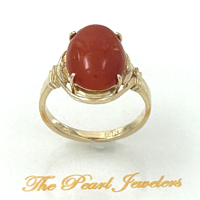 3201042-Beautiful-Unique-Genuine-Natural-Red-Coral-14K-Solid-Gold-Ornate-Ring