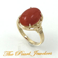 Load image into Gallery viewer, 3201042-Beautiful-Unique-Genuine-Natural-Red-Coral-14K-Solid-Gold-Ornate-Ring