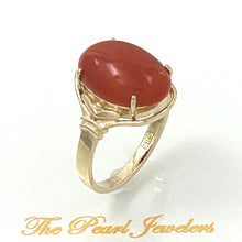 Load image into Gallery viewer, 3201042-Beautiful-Unique-Genuine-Natural-Red-Coral-14K-Solid-Gold-Ornate-Ring