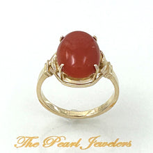 Load image into Gallery viewer, 3201042-Beautiful-Unique-Genuine-Natural-Red-Coral-14K-Solid-Gold-Ornate-Ring