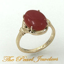 Load image into Gallery viewer, 3201043-Beautiful-Unique-Genuine-Natural-Red-Coral-14K-Solid-Gold-Ornate-Ring