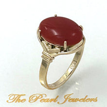 Load image into Gallery viewer, 3201043-Beautiful-Unique-Genuine-Natural-Red-Coral-14K-Solid-Gold-Ornate-Ring