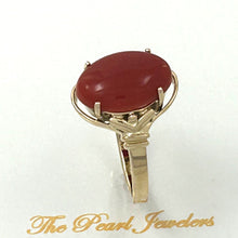 Load image into Gallery viewer, 3201043-Beautiful-Unique-Genuine-Natural-Red-Coral-14K-Solid-Gold-Ornate-Ring