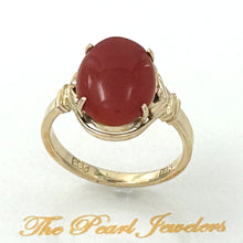 Load image into Gallery viewer, 3201043-Beautiful-Unique-Genuine-Natural-Red-Coral-14K-Solid-Gold-Ornate-Ring