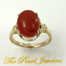 Load image into Gallery viewer, 3201045-Beautiful-Unique-Genuine-Natural-Red-Coral-Real-14K-Gold-Ornate-Ring